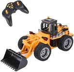 Top Race 6 Channel Full Functional Front Loader RC Remote Control Construction Toy Tractor Lights and Sounds 2.4Ghz Remote Control Tractor Toys Remote Control Bulldozer RC Construction Vehicles Boy