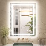 Keonjinn 32 x 24 Inch Bathroom Mirror with Lights, LED Vanity Mirror with Frontlit & Backlit, Stepless Dimmable 3-Color Temperature, Lighted Mirror with Anti-Fog, Tempered Glass(Horizontal/Vertical)