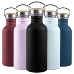 Bambaw Stainless Steel Water Bottle 500ml, Black Water Bottle, Non-Insulated Water Bottle, Metal Water Bottle, BPA Free Water Bottle, Leakproof Water Bottle, Camping Water Bottle – Jet Black