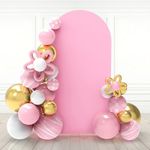 Babenest 6.6FT Light Pink Wedding Arch Cover, Spandex Fitted Arch Backdrop Cover for Photography, Round Top Chiara Stand Cover for Party Ceremony Birthday Baby Shower Anniversary Decoration