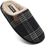 COFACE Mens Black Flano Plaid Cozy 