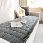 LINGKY Thick Sofa Covers Washable - Soft Corduroy Sofa Cover 2 3 4 Seater, Non-Slip Sofa Slipcovers, Sofa Cushion Covers Pet Couch Covers Furniture Protector for Living Room (Dark Grey, 70x70cm)