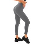 Walifrey Gym Leggings for Women UK, High Waisted Grey Leggings for Women Workout Gym Sports S-M