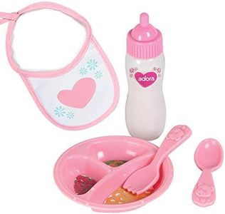 Adora Baby Doll Accessories Magic Feeding Set - Magic Plate, Magic Baby Doll Bottle with Milk, Bib, Fork & Spoon