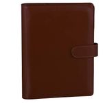 Antner A5 PU Leather Binder 6 Ring Notebook Photocard Budget Binder Cover for A5 Refill Paper, Refillable Loose Leaf Personal Planner Organizer Binder with Magnetic Buckle, Brown