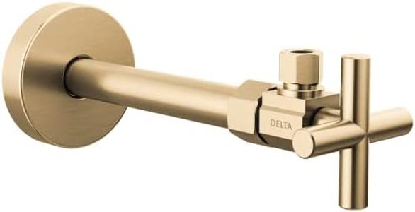 Delta Faucet 1/2" x 3/8" Angled Supply Stop Valve with Contemporary Handle Gold, Water Shut Off Valve, Brass Shut Off Valve, 1/4 Turn Shut Off Valve, Champagne Bronze DT022201-CZ