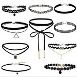 10 Pcs Choker Necklace for Women Girls, Black Classic Velvet Stretch Gothic Tattoo Lace