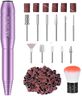 MelodySusie Electric Nail Drill Machine 11 in 1 Kit,PC120I Portable Electric Nail File Efile Set for Acrylic Gel Nails, Manicure Pedicure Tool with Nail Drill Bits Sanding Bands Dust Brush, Purple