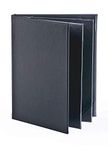 NJ OVERSEAS NJ Restaurant Leather Menu Covers Holders 9x12" Inches, 4 panel 6 view folder, Menu Presenters for Restaurants with Photo Album-Style Corners, Menu Folder: Black, PU Leather