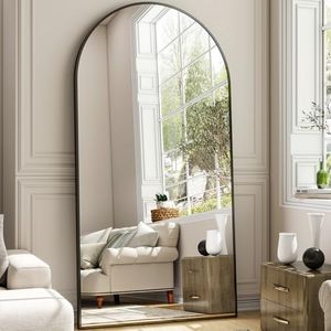 Easly 41"x81" Extra Large Arched Full Length Mirror - Leaning Mirror Arch Wall-Mounted Mirrors - Aluminum Alloy Frame Modern Simple Home Decor - for Living Room Bedroom Cloakroom