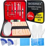 BIOSANEX® Complete Suture Kit for Medical Students – 35 Piece Practice Set with Realistic Pad, Suturing Tools, Needles & Threads – Ideal for MBBS, Nursing & Paramedical Training, Perfect for Future Doctors & Nurses.