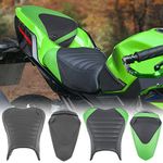 TAZGANTAX Motorcycle Rider Passenger Solo Seat Cushion Pad Cover Sponge Saddle Fits for Ka-wa-sa-ki Ninja400 Ninja 400 Z400 Z 400 2018 2019 2020 2021 2022 2023 Comfortable Travel Seat (Front-Green)