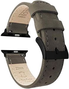 BARTON WATCH BANDS - Espresso Brown Leather & Stitching (Black Hardware) Top Grain Leather Watch Bands Compatible with Apple Watch Models - 1, 2, 3, 4, 5, 6, 7, 8, 9, 10, SE, Ultra & Ultra 2 - (42mm/44mm/45mm/49mm)