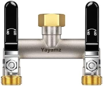 Yayamz 2 Way Hose Splitter, 3/4" GHT Brass Garden Hose Splitter - Black
