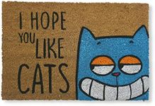 Koko Doormats Outdoor Door Mat Coconut Mat with Non-Slip PVC Door Mat Funny I Hope You Like Cats Design – Outdoor Doormat – Size: 60 x 40 x 1.5 cm