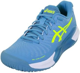 ASICS Women's GEL-CHALLENGER 14 Tennis Shoes, 8H, GRIS BLUE/SAFETY YELLOW