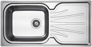 RUMO Stainless Steel Kitchen Sink 1 One Single Large Deep Bowl Reversible with Drainer 1000 x 500mm Inset Life Time Warranty Includes Wastes