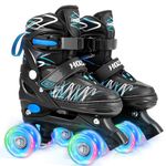 Hozzen Kids Roller Skates for Boys Girls, 4 Size Adjustable Roller Skates with 8 Light UP Wheels, Roller Skates for Toddlers Beginner Kids (Black, S)