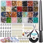 HONGTEYA 28 Colors Crystal Jewellery Making Kit with 1630 Pcs Crystal Gemstone Beads,for Ring, Earring and Jewelry Making