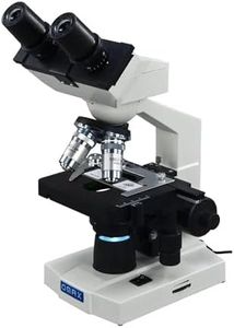 OMAX 40X-2000X LED Binocular Compound Lab Microscope w/ Double Layer Mechanical Stage + Blank Slides, Cover Slips, & Lens Cleaning Paper, M82ES-SC100-LP100