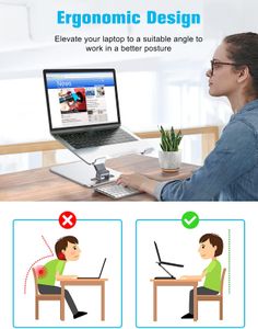 Babacom Laptop Stand – Adjustable, Silver Aluminum