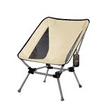 Outdoor Folding Chair Beach Chair Quad Moon Chair for Adults Foldable Backpacking Chair Outdoor Chair for Camping Hiking Lawn Picnic Outside Travel (Beige)