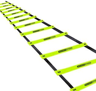 HolaHatha 20 Foot 12 Rung Adjustable Portable Sports Agility Speed Fitness Training Ladder Equipment for Football, Baseball, Soccer and Running Drills, Black/Yellow