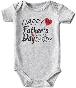 shlrzy Grandma Gifts Newborn Baby Boy Clothes Funny Baby Bodysuits for Girls, Happy 1st Father's Day Gray, 3-6Months
