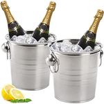 ZENFUN 2 Pack 3 Quart Ice Bucket with Handles, Beverage Tub with Handles, Galvanized Metal Ice Bucket, Drink and Wine Chiller for Bar, Party, BBQ, Great for Indoor and Outdoor Use