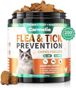 Flea Treatment for Cats - 200 Chews Flea and Tick Prevention for Cats Chewables - Kitten Flea Treatment Soft Treats for All Breeds & Ages - Natural Cat Flea and Tick Treatment Pills - Chicken Flavor