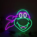 Turtle Neon Sign USB Powered for Kids Room Decor Gaming Neon Sign Dimmable LED Neon Light Sign for Man Cave Cinema Game Room Wall Art Birthday Gift for Anime Lovers Purple