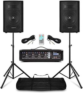 Power Dynamics Complete Band PA System Package | Band PA System Packages - Vonyx SL8 8" PA Speaker Mixer Amp Stands - Compact PA System for Band - Ideal PA System for Small Church, Events & Rehearsals