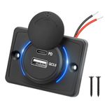 Linkstyle Car USB Outlet Panel, PD3.0 & QC3.0 USB Charger Panel with LED Waterproof for 12V/24V Motorcycles, Boats, Marine