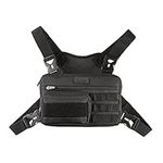 Fitdom Tactical Inspired Sports Utility Chest Pack. Chest Bag For Men With Built-In Phone Holder. This EDC Rig Pouch Vest is Perfect For Workouts, Cycling & Hiking