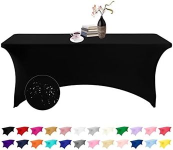 eccwai Spandex 6ft Waterproof Table Cover for Party,Wedding, Banquet, and Events(Black)