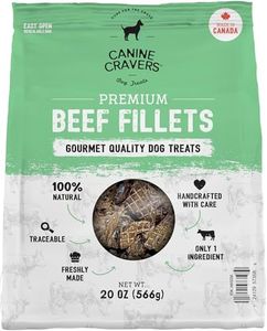 Canine Cravers Single Ingredient Dog Treats – Human Grade Air Dried Hypoallergenic Pet Food – Grain, Gluten, and Soy Free – 100% All Natural (Premium Beef Fillets, 20 oz)