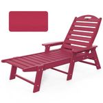 Ciokea Chaise Lounge Chair Outdoor with Wood Texture, Adjustable 5-Position Chaise Lounge Outdoor, Patio Lounge Chair for Poolside Backyard, Red…