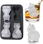 3D Cat Ice Cube Mold, Admaison Ice Cube Tray with Funnel with Funnel for Cocktails, Bourbon,Brandy, Whiskey Gifts for Men, Silicone Fun Shapes Black Cute (CAT)