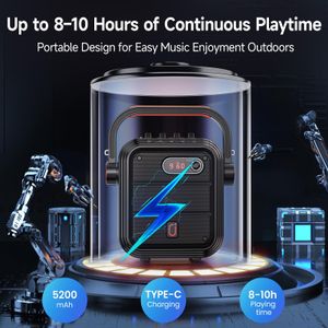 JYX Portable Karaoke Machine – Bluetooth Speaker with 2 Wireless Mics, SD/USB/AUX, Bass & Treble, Remote, Shoulder Strap