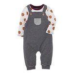 Mud Pie Baby Boys' Thanksgiving Overall Shirt Set, Gray, 12-18 Months