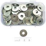 Jaset Innovations Hardware Plain Flat Washers – # 5x16 – 5mm Inner Diameter, 16mm Outer Diameter – White Zinc Plated – 250 Pieces