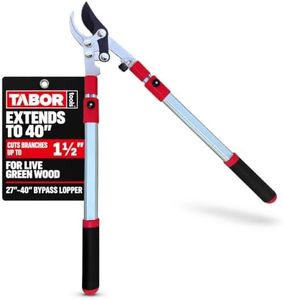 TABOR TOOLS GG21A Extendable Bypass Lopper with Compound Action, 27-40 Inch Telescopic Tree Trimmer & Branch Cutter, Long Reach Tree Pruner with 1 1/2 Inch Cut Capacity, Makes Clean Neat Cuts