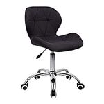 Black Fabric Swivel Desk Chair, Height Adjustable Ergonomic Home Office Chair with Soft Padded and Chrome Leg