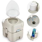 Kohree Portable Toilet for Camping 5.3 Gal: 20L Cassette Toilet Porta Potty for Adults with Diagonal Elongated Bowl Seat - Leakproof Bellows Flush Pump, Large Capacity Camping Toilet for RV Trailer