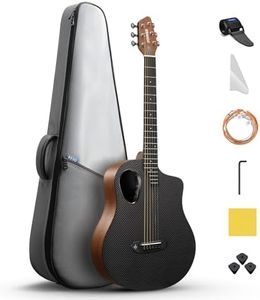 Donner Acoustic Electric Guitar Kit for Beginner Intermediate Adult with Built-in Pickups, Carbon Fiber Top, Wooden Bowl, 38 Inch, RISING-G2 (Brown)
