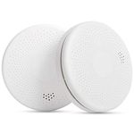 Combination 2 in 1 Smoke Alarm and Carbon Monoxide Detector, CO and Fire Alarm for home, with Photoelectric Sensor, Replaceable Batteries, Low-Battery Alert. 2 Packs