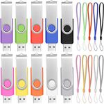 FEBNISCTE 32GB USB Stick 10 Pack USB 2.0 Flash Drive Bulk Memory Stick Thumb Drive Jump Drive Pen Drive (Mixed Colors)