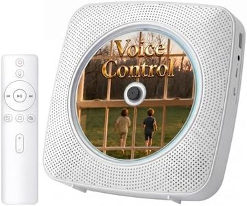 Gueray Portable CD Player with Offline Voice Control, Bluetooth FM Radio CD Player for Home with Remote, CD Boombox with Dual Stereo Speakers, USB/AUX, 1800mAh Rechargeable Battery, Detachable Cover