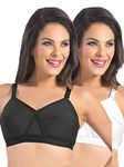 SONARI Kirtika Cotton Everyday Bra for Women | Non Padded, Non Wired, Full Coverage | Comfort Fit | Black White, 38D
