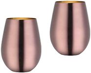 Stainless Steel Wine Glasses, Buyer Star Stemless Metal Wine Tumbler for The Camping, Cookouts, Travel Set of 2 Drinking Cups, Rose Gold